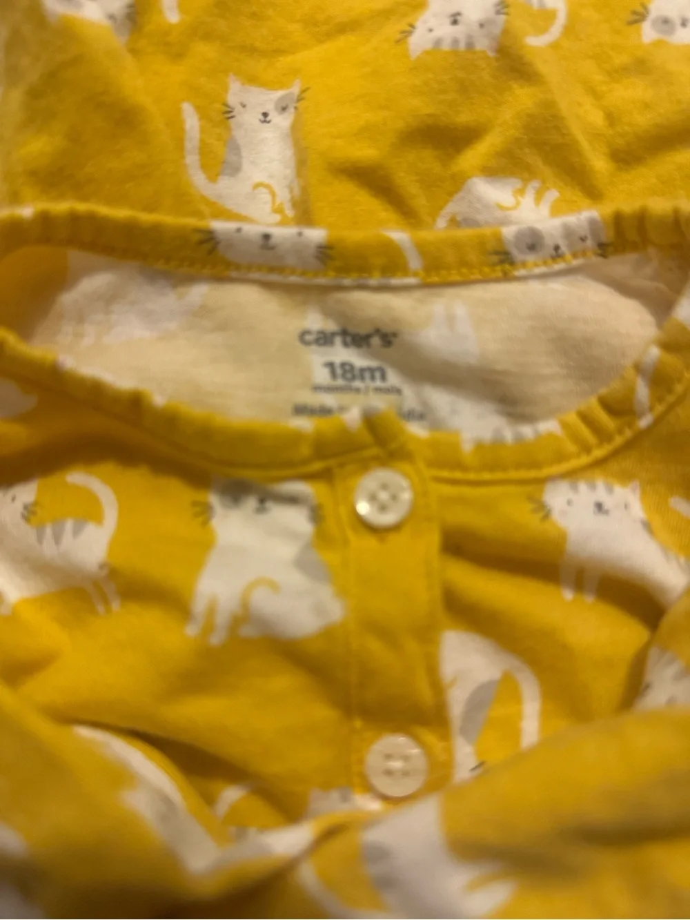 Carter's Mustard Yellow Cat Print Long Sleeve Dress